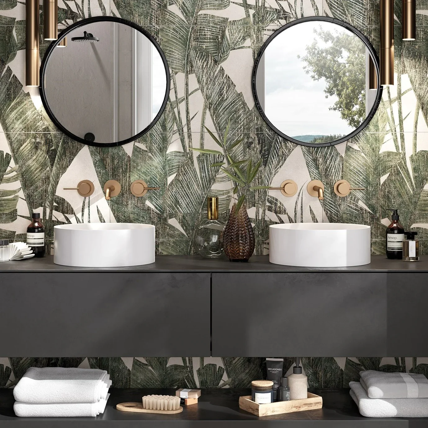 Ambiance salle de bain avec faïence décorative